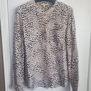 Rebecca Taylor Black and Cream Leopard Print Top